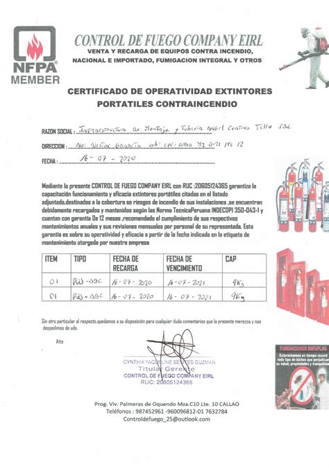 Certificado De Extintores 2020 Seguridad Internacional Studocu