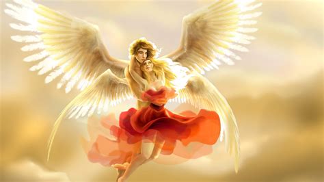 Loving Couple Of Angels In The Sky Wallpapers And Images Wallpapers