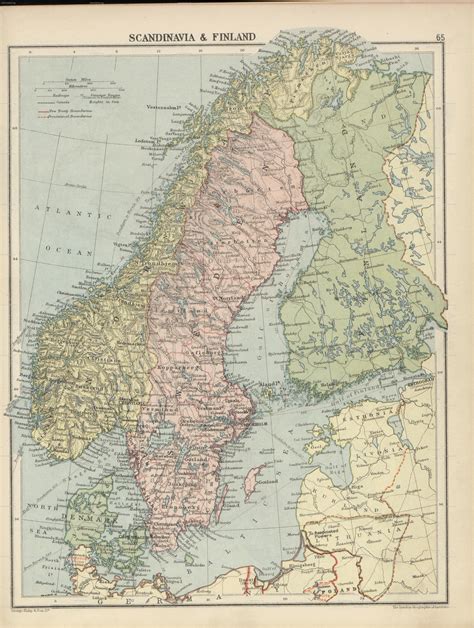 Old Political Map Of Scandinavia Baltic And Scandinav