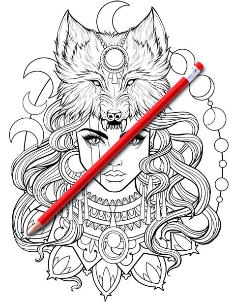 Adult Coloring Book With Mythical Women Pdf File Of Digital Etsy