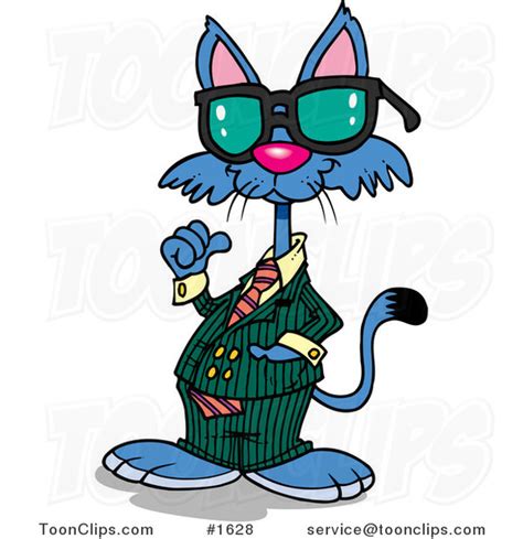Cartoon Cool Cat Wearing Shades 1628 By Ron Leishman