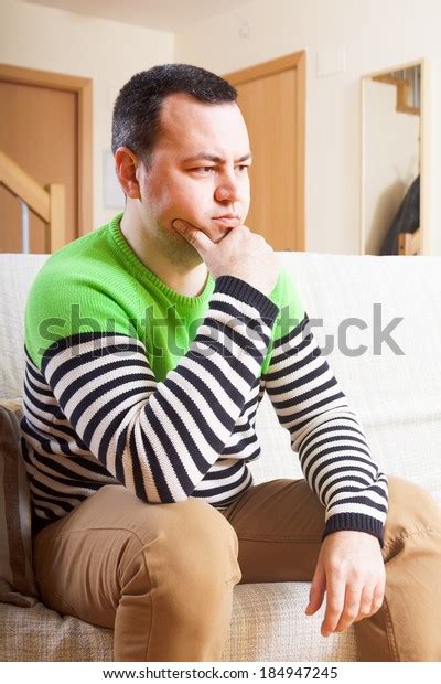 Sad Man Sitting On Couch Stock Photo 184947245 Shutterstock
