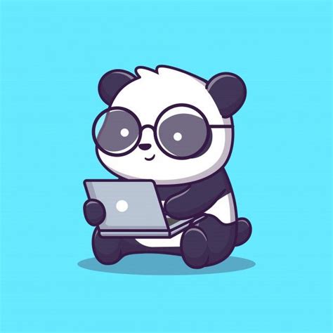 See more ideas about cute cartoon, cartoon, animal drawings. Cute Panda Play Laptop Illustration. Animal Technology ...