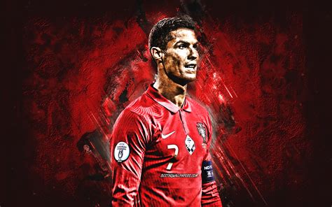 download wallpapers cristiano ronaldo cr7 portugal national football team portrait red stone