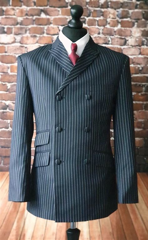 mod suit double breasted suit black and white pinstripe 100 etsy