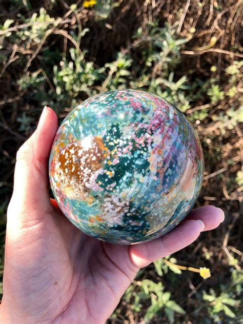 Xl Ocean Jasper Sphere Stunningly Colorful Orbicular Jasper Etsy