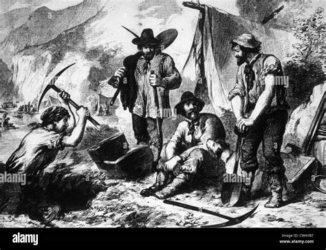The Gold Rush Gold Miners In California 1849 Stock Photo Alamy