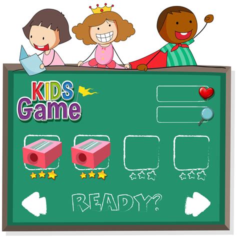 Doodle Kids On Game Template 361241 Vector Art At Vecteezy