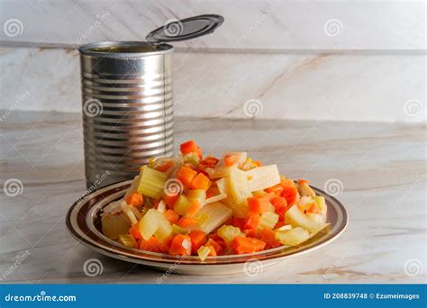 Canned Chinese Chop Suey Stock Photo Image Of Table 208839748