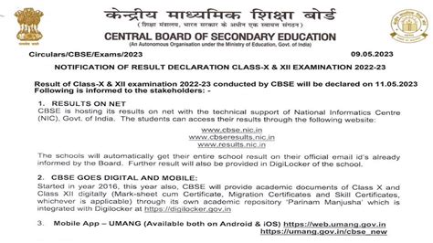 Cbse Result Date Released Notice States Cbse Th Th Results