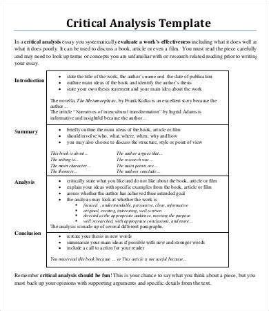 Topics can range from analyzing a modern or historical event you will also need to present your personal point of view and critically analyze the subject. Analysis Essay Template - 7+ Free Sample, Example, Format ...