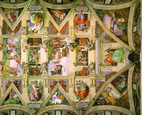 Working on scaffolding was physically. Sistine Chapel ceiling - Michelangelo (circa 1508-1512 ...