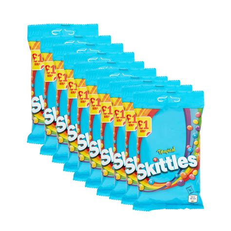 Skittles Tropical Bag £1 125 G Pack Of 10 Bulkco