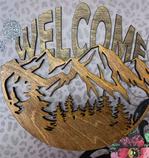 Mountain Welcome Sign For Your Home Indoor Sign Door Sign Etsy