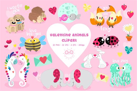 Valentine Animals Clipart Cute Animals For Valentines Day 202813