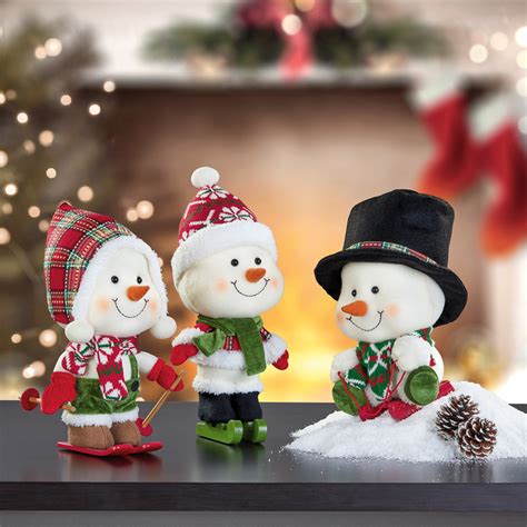 12 Inch 30 Cm Big Head Plush Christmas Snowmen Figures Set Of 3