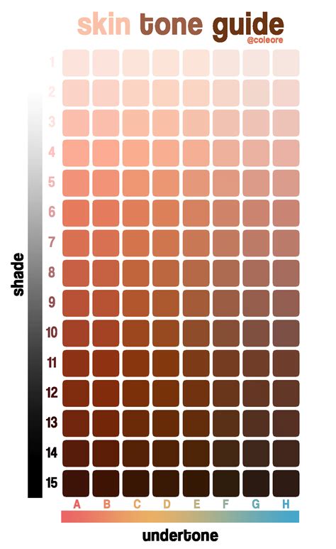 Chart Of Skin Tones I Made Based On Shade And Undertone Cuz Trying To
