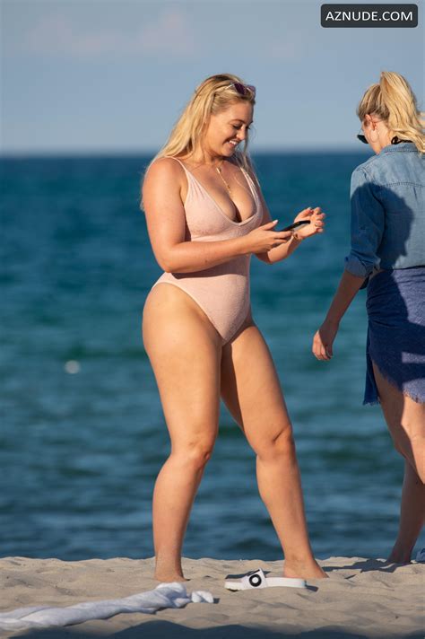 Iskra Lawrence Sexy In A Pink One Piece Swimsuit In Miami Beach Aznude