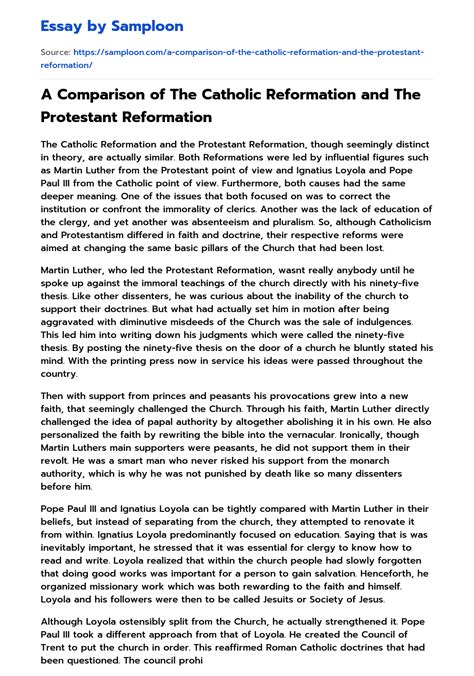≫ A Comparison Of The Catholic Reformation And The Protestant