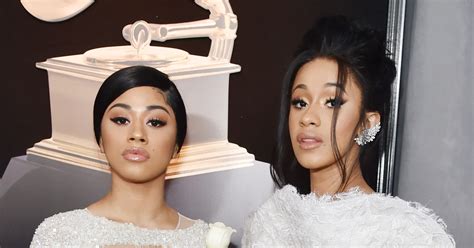 The name cardi b actually came from the rapper's parents and sister. Cardi B And Sister Hennessy Twinning At Grammys 2018