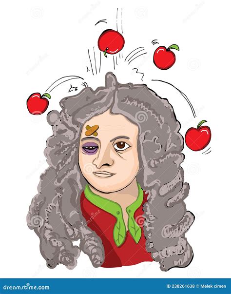 Isaac Newton 16431727 Portret In Line Art Illustratie Vector