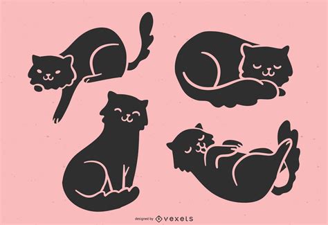 Cute Cat Silhouette Collection Vector Download