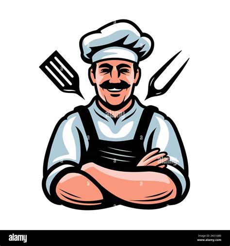 Happy Attractive Cook Cartoon Handsome Male Chef Illustration