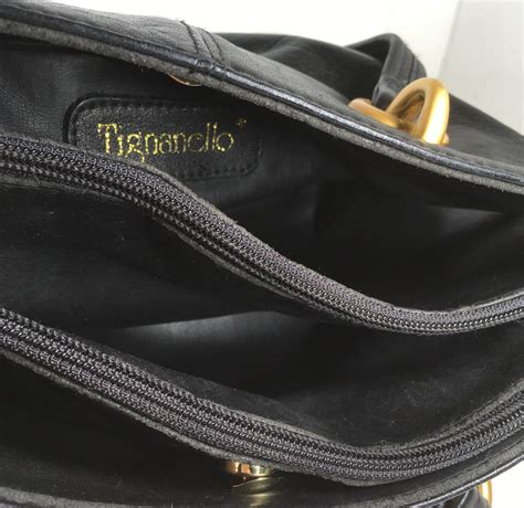 Tignanello Vintage Black Leather Shoulder Bag Gem