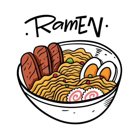 Japanese Ramen Asian Soup Cartoon Style Vector Illustration Isolated
