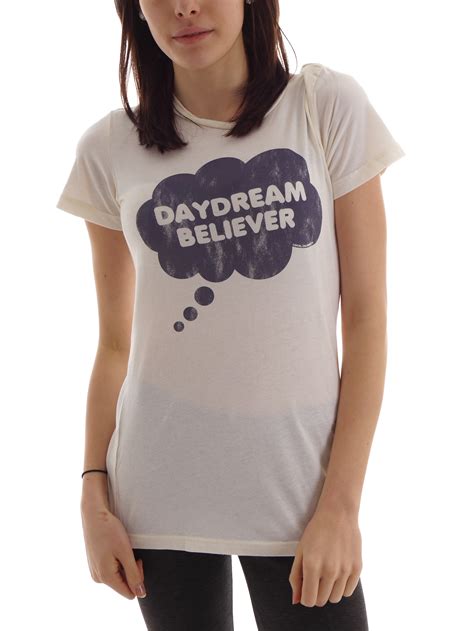 Local Celebrity T Shirt Top Daydream Believer Beige Print Short Sleeve