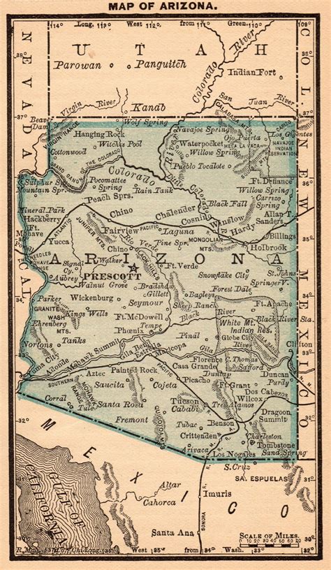 1888 Antique ARIZONA State Map Vintage Map of Arizona Rare | Etsy in 2021 | Arizona map, Arizona ...