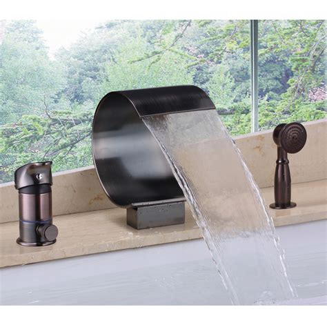 Luxury Mooni Modern Waterfall Roman Tub Filler With Hand Shower Solid