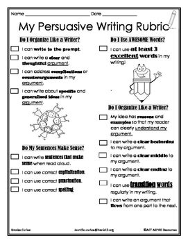 Signature n the signature tells who wrote the letter. Persuasive Writing Child-Friendly Rubric, 5th Grade by Reading Rhythm