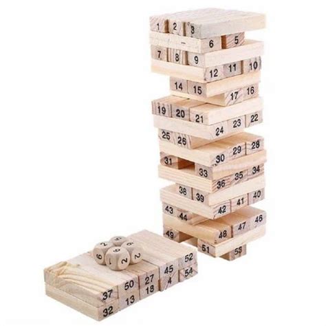 51 Pcs Wooden Blocks Numbered Building Bricks Stacking Classic