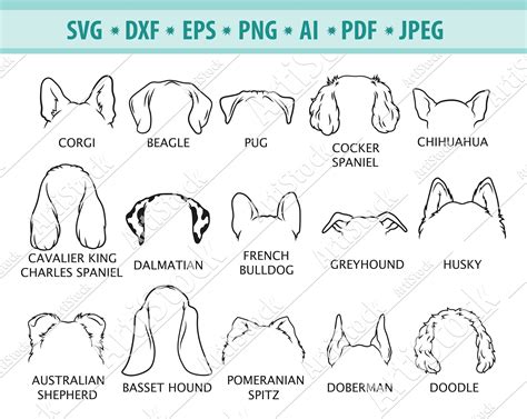 Ear Dog Svg File Dog Ear Outline Svg Pet Ear Svg Dog Ear Etsy Uk