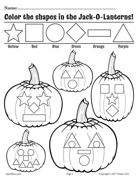 Free Printable Jack O Lantern Shapes Coloring Pages Halloween