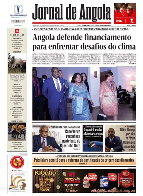 Jornal de Angola 7 nov 2022 Jornais e Revistas SAPO pt Última