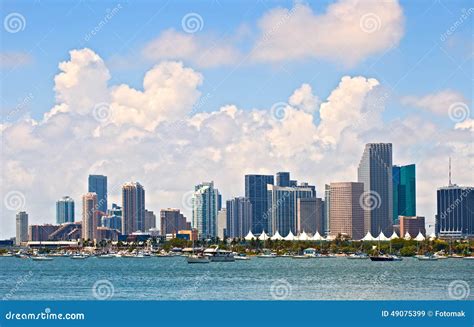 City Of Miami Florida Summer Panorama Of Downtown Buildings Stock