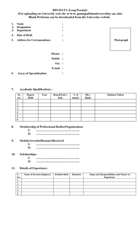 If you have work experience for other type of job. Biodata Format Download For Job Application | Latter