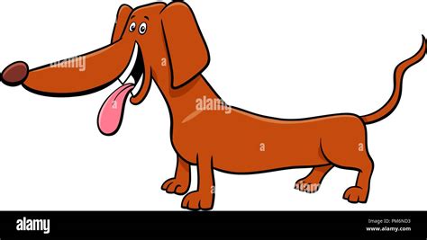 Cartoon Illustration Of Funny Purebred Dachshund Dog Animal Character