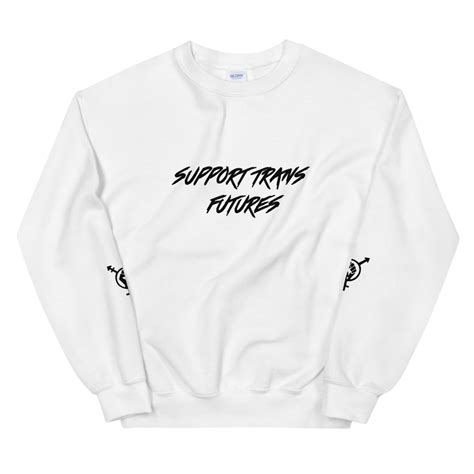 Support Trans Futures White Crewneck With Globe Back Gc2b