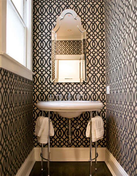 Black And White Wallpaper In 15 Bathrooms And Powder Rooms