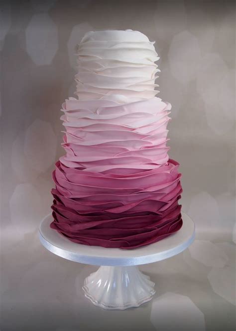 Pink Ombre Ruffle Wedding Cake Pink Wedding Cake Beautiful Wedding