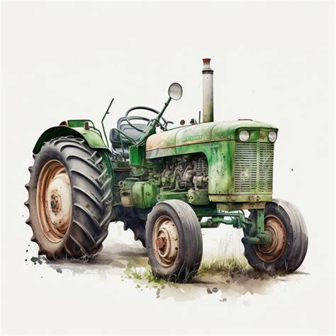 Premium Ai Image A Watercolor Painting Of A Green Tractor With The