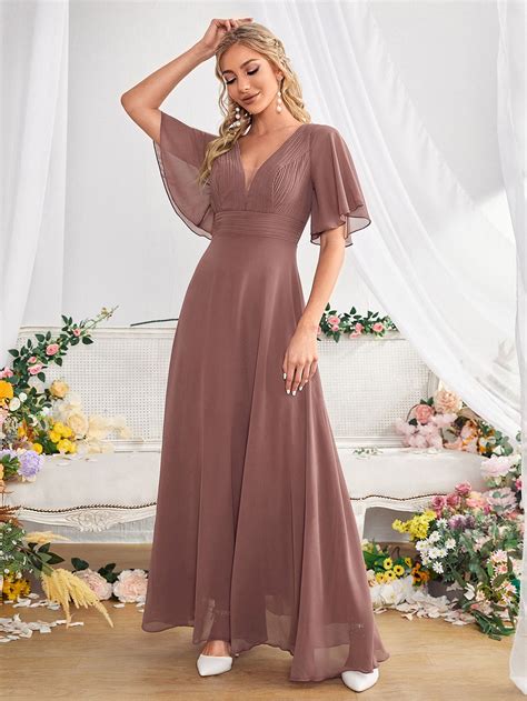 mesh insert butterfly sleeve maxi chiffon bridesmaid dress bridesmaid dresses with sleeves
