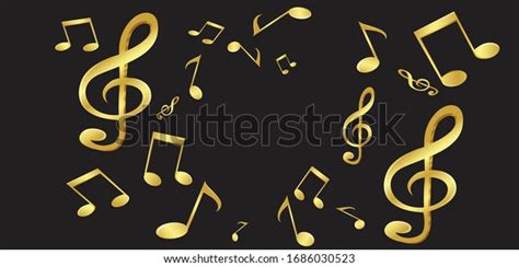 Gold Colour Music Notes Dark Background Stock Vector Royalty Free