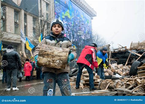 Homeless Boy Collect Firewood Outdoor Editorial Photography Image Of