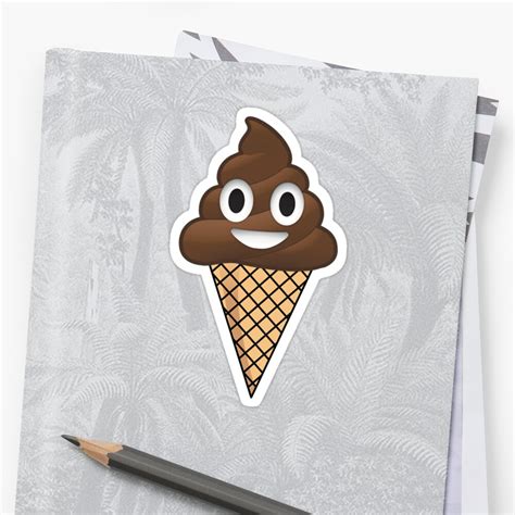 Poop Emoji Ice Cream Sticker By Imperialdesign Redbubble