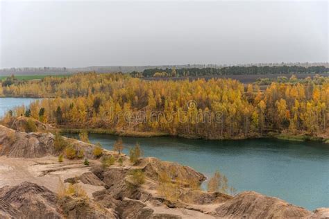 Aerial Autumn View Of Picturesque Hills And Blue Lakes In Konduki Tula