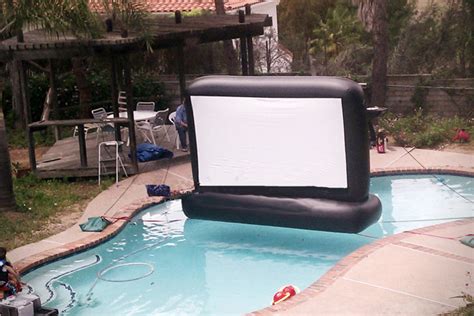 Under normal operation, the pool water enters the filtration system through the skimmer, where it is transported through pipes or hoses into the filter. Inflatable Swimming Pool Movie Screen | HiConsumption